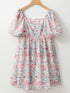 Pink Blossom Square Neck Ruffled Mini Dress