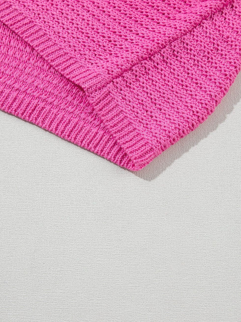 Pink Boat Neck Loose Knit Dolman Sleeve Sweater