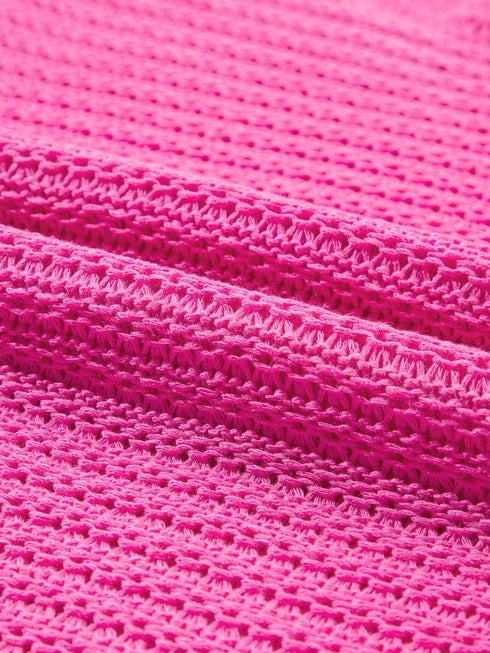 Pink Boat Neck Loose Knit Dolman Sleeve Sweater