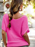 Pink Boat Neck Loose Knit Dolman Sleeve Sweater