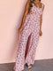 Pink Floral Backless Jumpsuit with Square Neck and High Waist