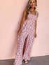 Pink Floral Backless Jumpsuit with Square Neck and High Waist