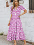 Pink Geometric Print V Neck Maxi Dress for Summer Styles