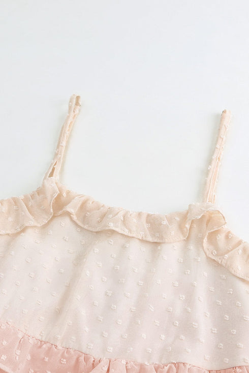 Pink Gradient Swiss Dot Ruffle Mini Dress