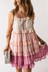 Pink Gradient Swiss Dot Ruffle Mini Dress