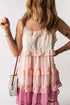Pink Gradient Swiss Dot Ruffle Mini Dress