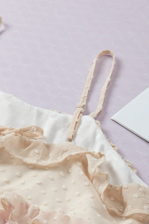 Pink Gradient Swiss Dot Ruffle Mini Dress