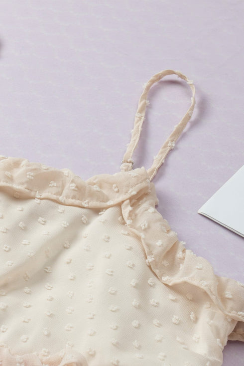 Pink Gradient Swiss Dot Ruffle Mini Dress