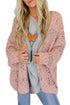 Pink Lightweight Crochet Dolman Sleeve Knit Cardigan