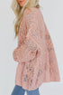 Pink Lightweight Crochet Dolman Sleeve Knit Cardigan