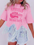 Pink Nashville Music City Sequin Fringed Hem Tee