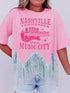 Pink Nashville Music City Sequin Fringed Hem Tee