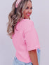 Pink Nashville Music City Sequin Fringed Hem Tee