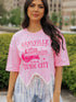 Pink Nashville Music City Sequin Fringed Hem Tee