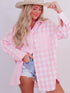 Pink Patchwork Plaid Button-Up Shirt