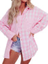 Pink Patchwork Plaid Button-Up Shirt