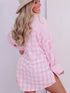 Pink Patchwork Plaid Button-Up Shirt