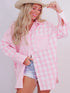 Pink Patchwork Plaid Button-Up Shirt