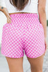 Pink Plaid High Waist Workout Shorts