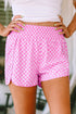 Pink Plaid High Waist Workout Shorts