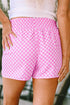 Pink Plaid High Waist Workout Shorts