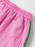 Pink Textured Cable Shorts Set with Contrast Trim