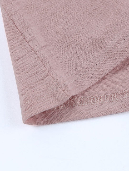 Pink U Neck Sleeveless Casual Solid Tank Top