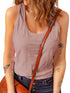 Pink U Neck Sleeveless Casual Solid Tank Top