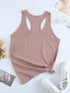 Pink U Neck Sleeveless Casual Solid Tank Top