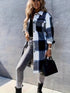 Plaid Button-Front Long Length Lapel Casual Jacket
