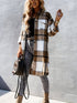 Plaid Button-Front Long Length Lapel Casual Jacket