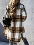 Plaid Button-Front Long Length Lapel Casual Jacket