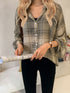 Plaid Hong Kong Style Long Sleeve Blouse
