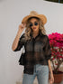 Plaid Hong Kong Style Long Sleeve Blouse
