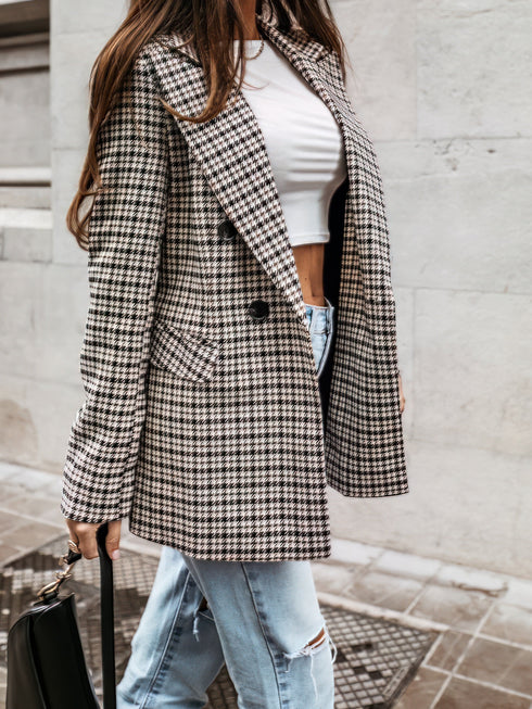 Plaid Print Lapel Small Blazer