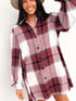 Plaid Print Ruffle Sleeve Shirt Dress with Collared Neck
