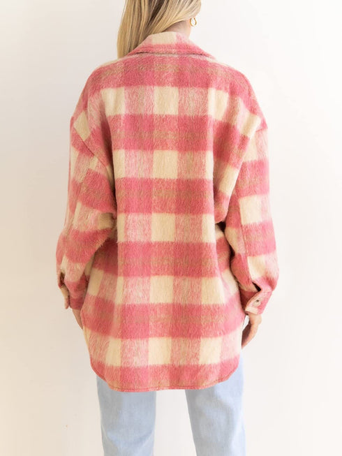 Plaid woolen coat coat thick coat for women