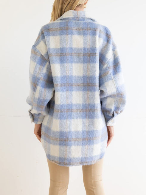 Plaid woolen coat coat thick coat for women