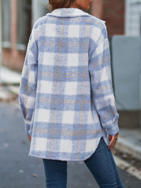 Plaid woolen coat coat thick coat for women