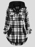 Plaid Zip-Up Hooded Coat with Pockets