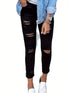 Plain Ripped Skinny Slight-Stretch Casual Denim Jeans
