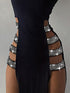 Plain Sleeveless High Slit Studded Maxi Dress