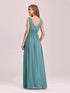 Pleated Sleeveless V-Neck Chiffon Maxi Dress