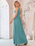 Pleated Sleeveless V-Neck Chiffon Maxi Dress