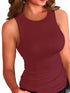 Plus Size Basic Tank Top, Women's Plus Plain Round Neck Medium Stretch Tank Top