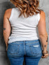 Plus Size Basic Tank Top, Women's Plus Plain Round Neck Medium Stretch Tank Top