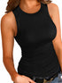 Plus Size Basic Tank Top, Women's Plus Plain Round Neck Medium Stretch Tank Top