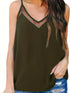 Plus Size Casual Cami Top, Women's Plus Plain Contrast Mesh V Neck Semi Sheer Cami Top