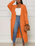 Plus Size Casual Cardigan, Women's Plus Cable Knitted Long Sleeve Open Front Medium Stretch Sweater Cardigan With Pockets