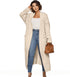 Plus Size Casual Cardigan, Women's Plus Cable Knitted Long Sleeve Open Front Medium Stretch Sweater Cardigan With Pockets